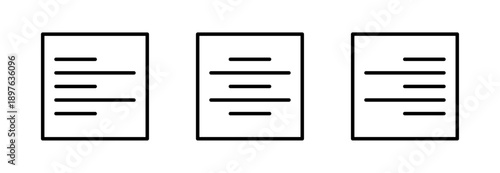 Text alignment icons set, document formatting symbols, left center right paragraph layout UI icons, Vector illustration.