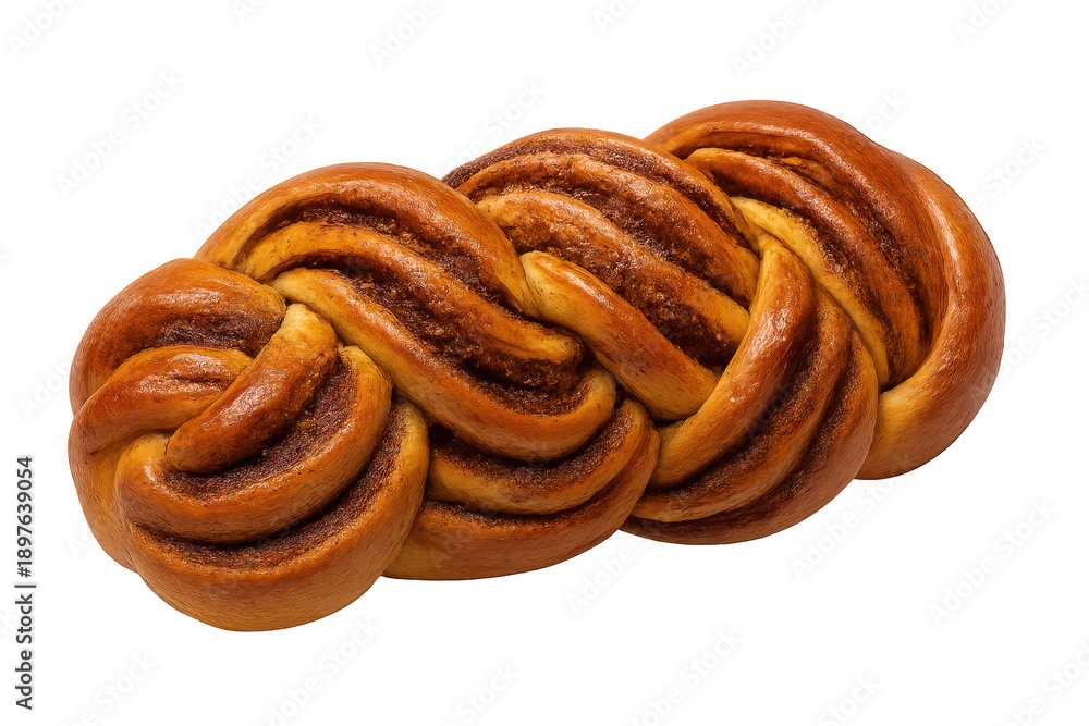 Fototapeta premium Braided cinnamon bun pastry with transparent background