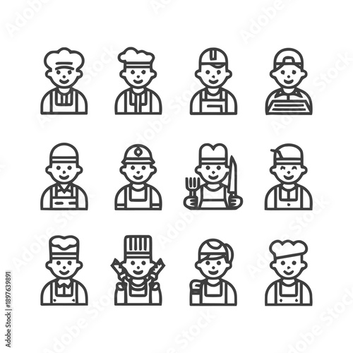 Diverse Professions: A Collection of Vector Icons Representing Various Occupations.