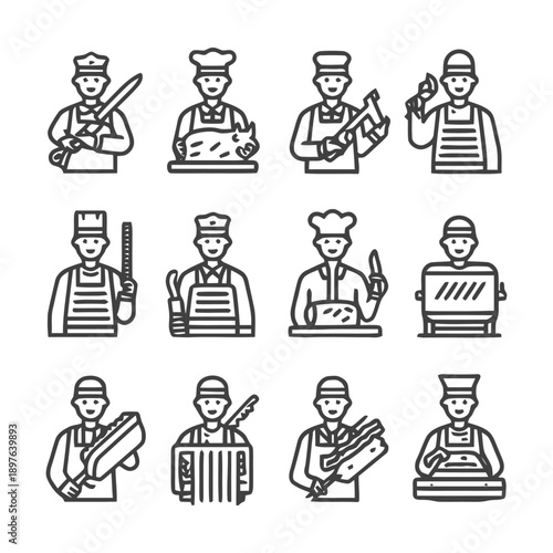 Butcher Icons: A Collection of Professional Culinary Illustrations.