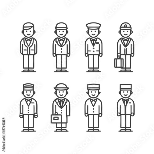 Hotel Staff Uniforms: A Collection of Service Personnel.