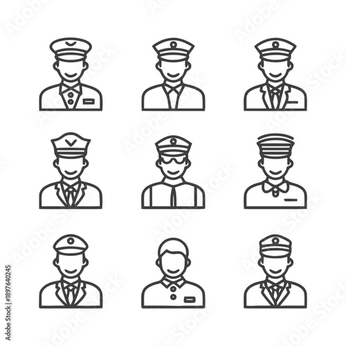 Uniformed People Icons: Diverse Professions and Occupations.