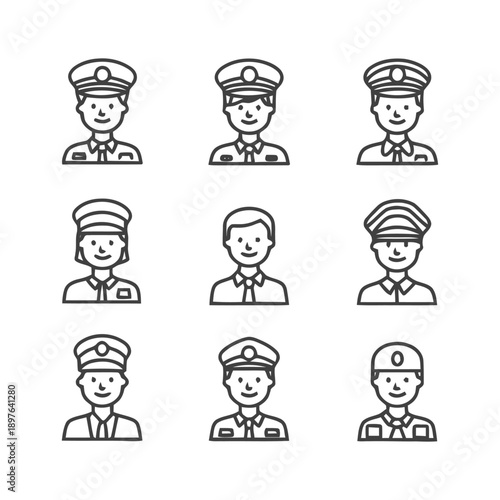 Uniformed People: Diverse Line Art Illustrations for Various Applications.