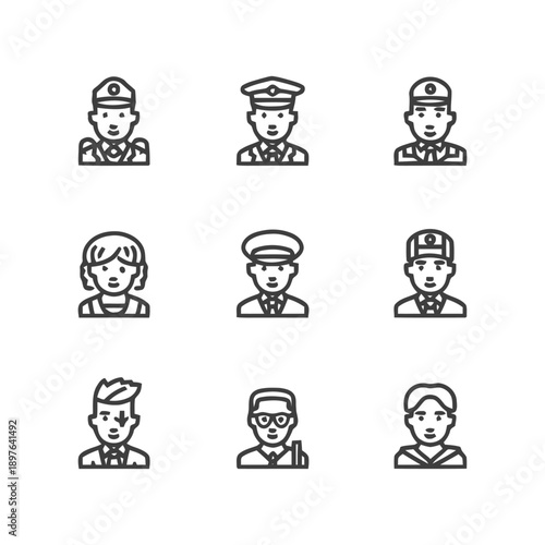 Collection of people icons representing various professions and roles in society.