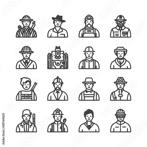 Diverse Professions: A Collection of Illustrated Worker Icons.