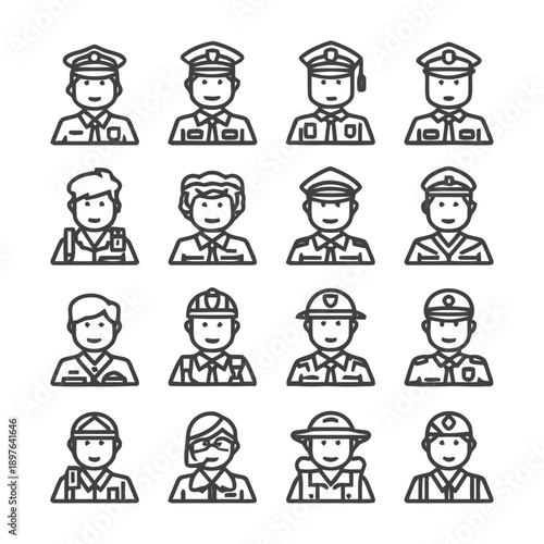 Diverse Professions: A Collection of Line Art Portraits.