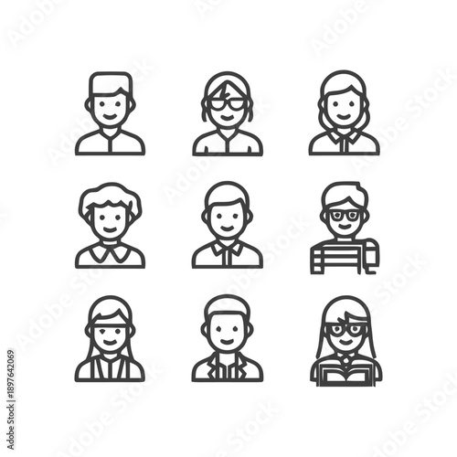 Diverse People Icons: A Collection of Human Portraits.