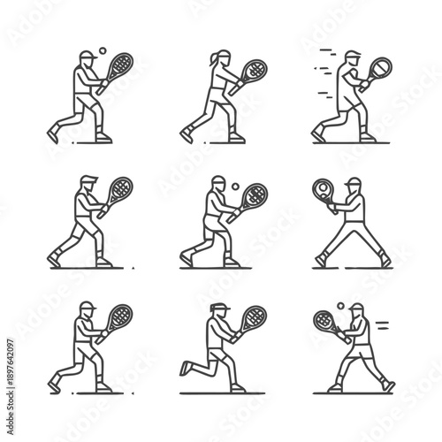 Tennis Players in Action: A Collection of Sport Icons.