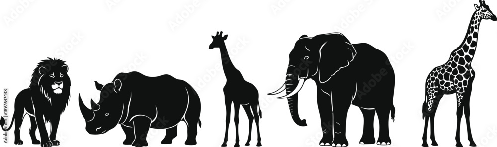 Obraz premium African Wildlife Silhouettes Collection