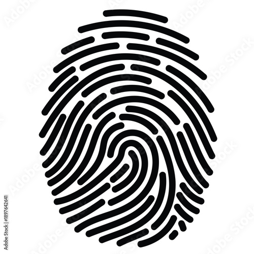 Black fingerprint icon on a white background.