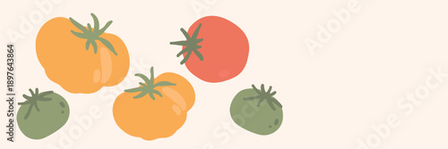 Mixed vegetables seamless pattern with tomatoes, carrots, cucumbers and bell peppers