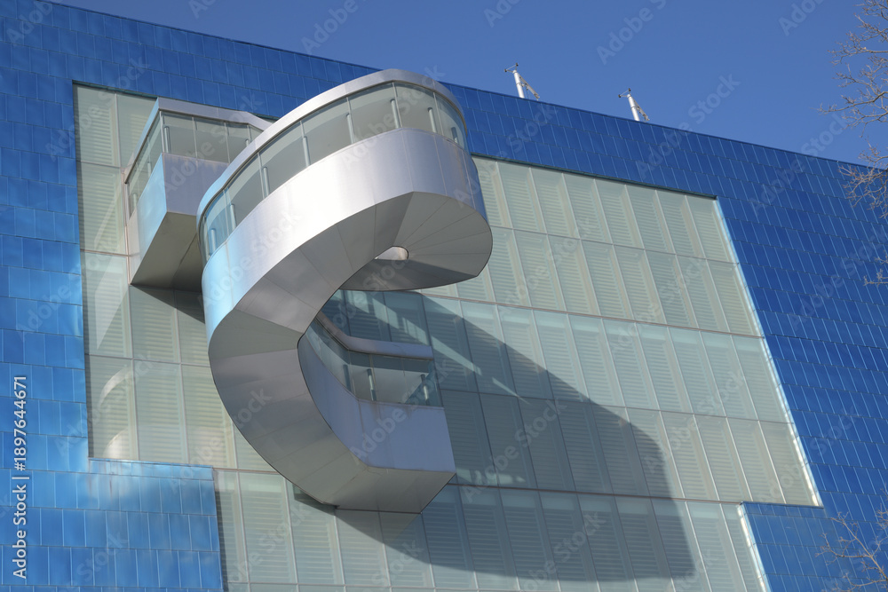 Fototapeta premium Frank Gehry-designed spiral staircase, located on the south side of the Art Gallery of Ontario, viewed from Grange Park, Toronto