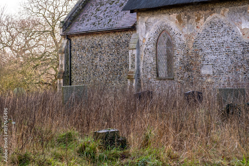 Anglo Saxon church in the countryside. Captured on a cold but bright winter day