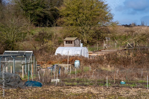 View across the allotment. Captured on a bright, but cold, winter day