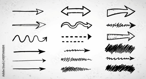 Collection of Hand Drawn Arrow Icons and Symbols.