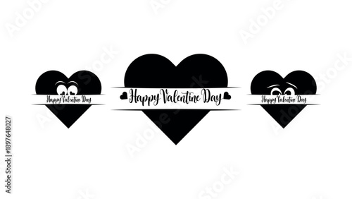 Heart design for Valentine’s Day, Simple Black Heart Silhouette Isolated on White
