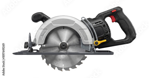 Circular saw with a 7-inch carbide-tipped blade and anti-kickback pawls.