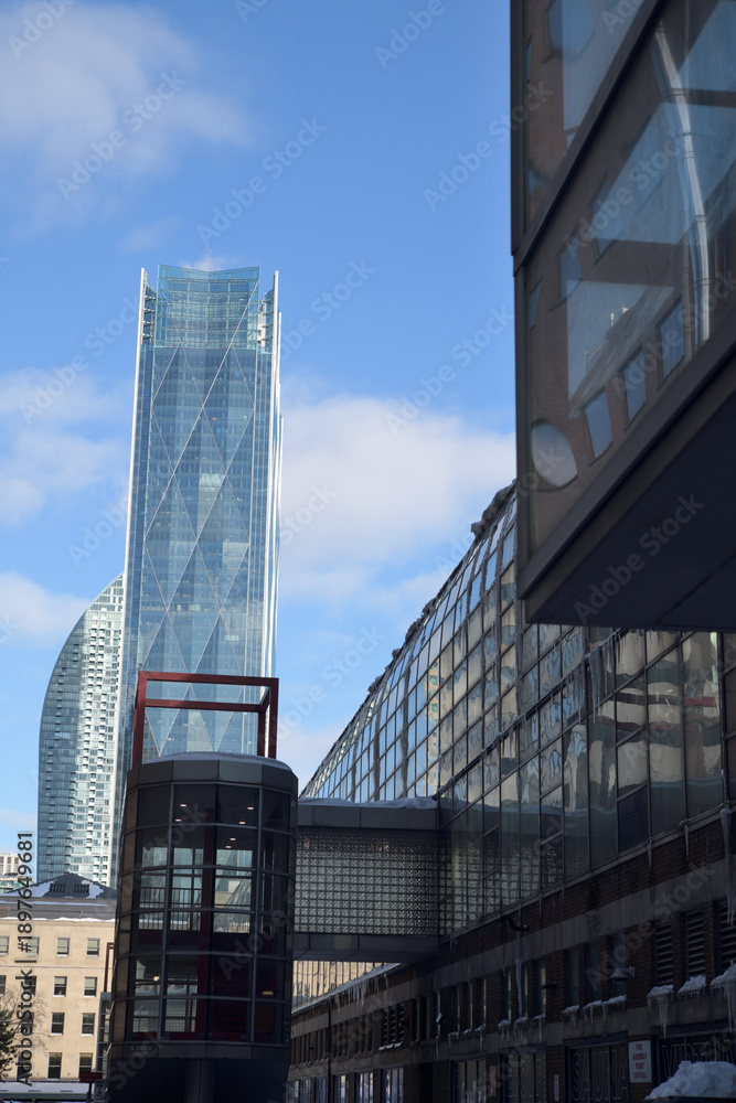 Obraz premium view of CIBC Square complex viewed from Station St and transit hub building (at right), Toronto