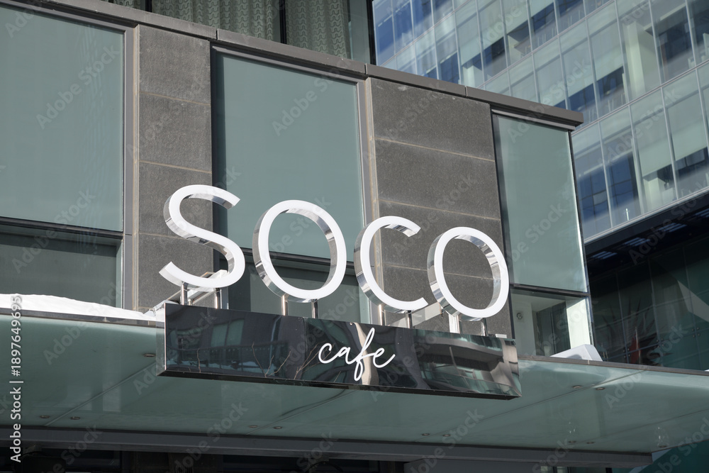 Obraz premium sign outside SOCO Cafe located at 75 Lower Simcoe St (seen from Bremner Blvd), Toronto