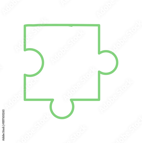 Flat silhouette jigsaw puzzle piece with minimalist outline. Single puzzle element for table games and hobby activities. A playful toy for children and a versatile graphic boardgame concepts.