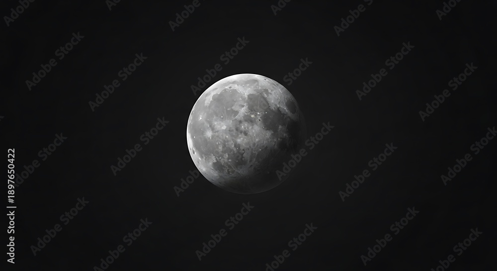 Fototapeta premium Moon in Dark Night Sky Closeup.