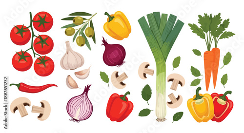 Fresh and Colorful Vegetable Assortment for Healthy Cooking.