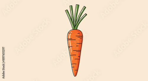 Vibrant Orange Carrot with Green Top, Fresh and Healthy Vegetable.