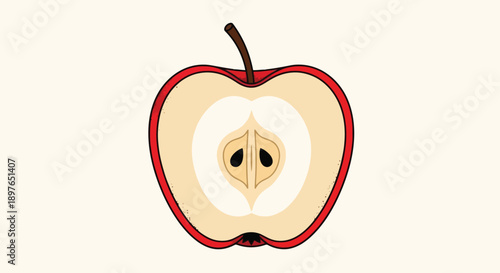 Cross section of a red apple revealing its core and seeds.