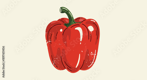 Vibrant Red Bell Pepper Illustration on a Light Background.