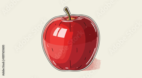 Vibrant Red Apple with Glossy Skin and Subtle Highlights.