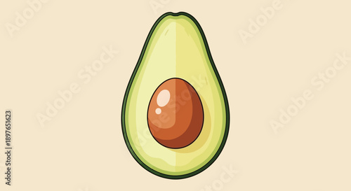 Freshly Sliced Avocado Half with Pit.