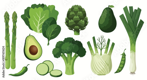 Assortment of Fresh Green Vegetables for Healthy Eating.