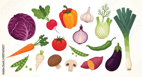 Vibrant Assortment of Fresh and Healthy Vegetables for a Balanced Diet.