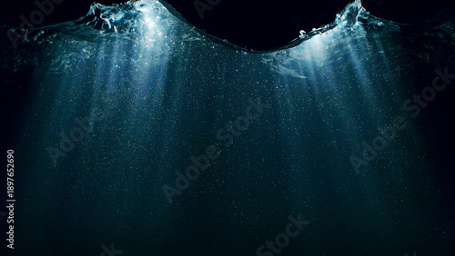 Tableau sur toile Dark Blue Ocean Surface Seen from Underwater