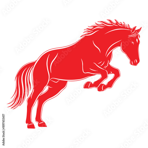 horse,jump,red flat design for dynamic motion symbol vector graphic for sport theme