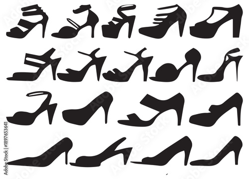 set of women high,, heels,, isolated,,