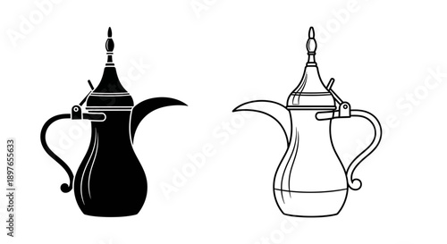 Traditional Arabic coffee pot dallas isolated vector illustration