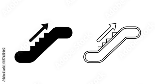 Escalator icon with upward arrow vector illustration