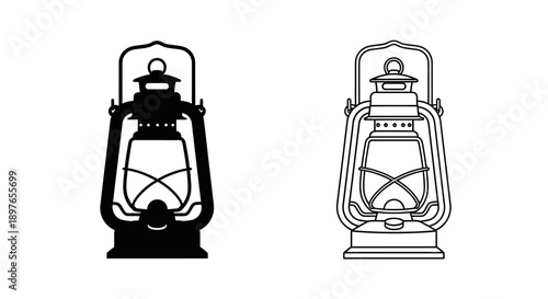 Lantern Icon Vector Old Fashioned Light Illumination