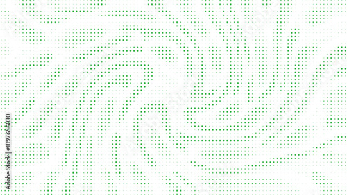 Green halftone dotted abstract pattern with organic distribution on white background, modern minimal texture for eco branding, digital layouts and graphic design