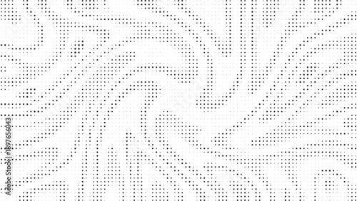 Minimal black halftone dotted abstract pattern with balanced spacing on white background, modern texture for clean branding, layouts, posters and graphic design