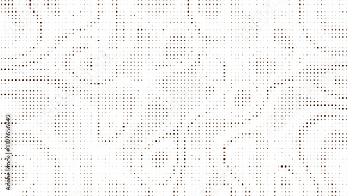 Brown halftone dotted abstract pattern with soft organic distribution on white background, decorative modern texture for luxury branding and graphic design