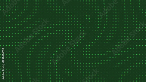 Green halftone dotted abstract pattern on dark green background, organic modern texture for eco branding, digital visuals, posters and contemporary design