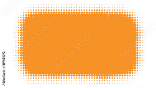 Orange halftone dotted rectangular frame with soft gradient edges on white background, abstract modern element for banners, branding and graphic design
