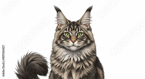 Majestic Maine Coon Cat Portrait Studio Shot.