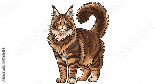 Majestic Maine Coon Cat Standing Proudly.