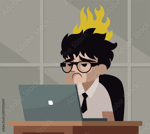 office worker with burnout syndrome totally tired