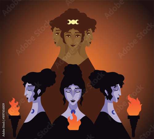 three women priestesses of the goddess hecate