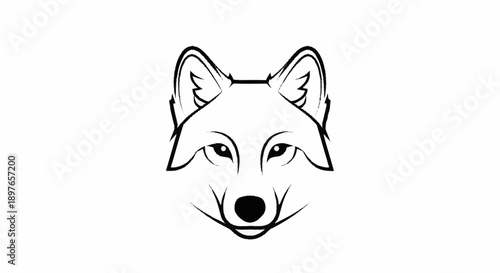 Minimalist line art drawing of a fox head on white background.