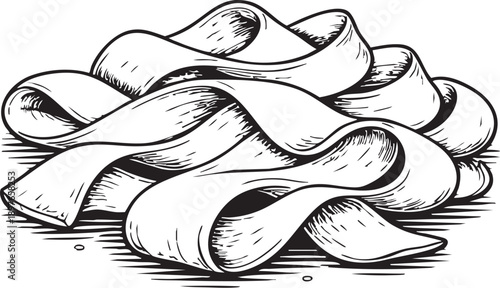 Pasta pappardelle ribbon heap studio scene wide flat pasta display for Italian food packaging